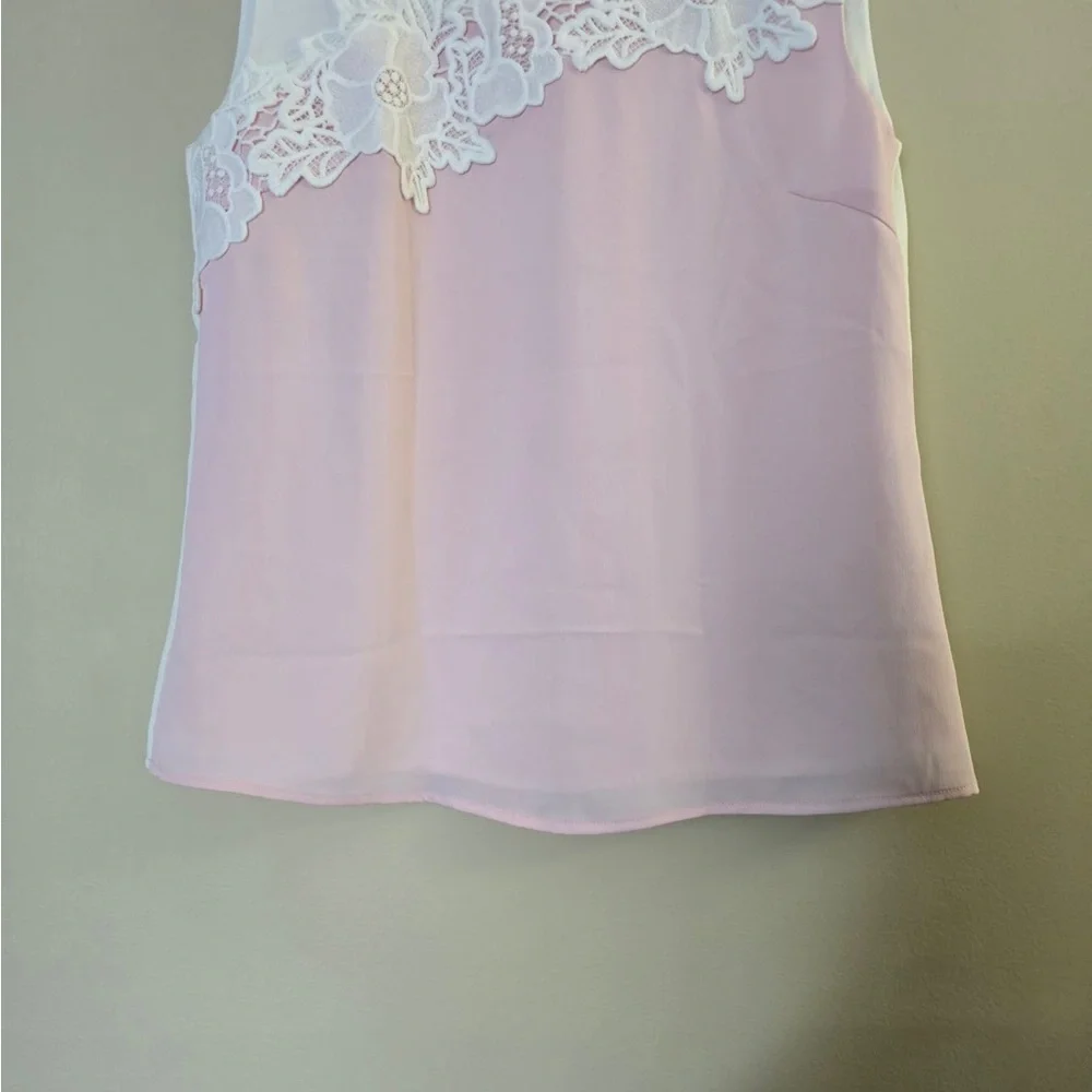 MELANIE LYNE Pink & White Floral Embroidered Lace Sleeveless Blouse - Size M - Picture 5 of 9